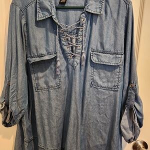 Women's Karen Kane Light Blue Tencel Top